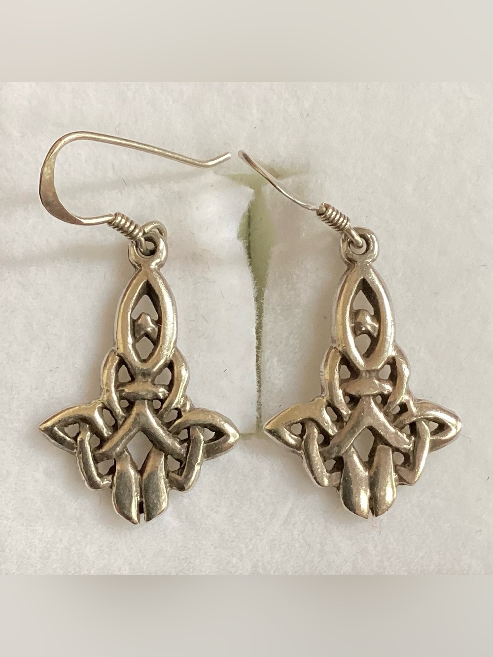 Sterling Silver Celtic Knot Drop Earrings - Silver